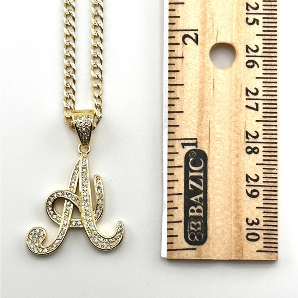 18K Gold Plated over 925 Solid Sterling Silver "A" Letter Necklace - Picture 3 of 9